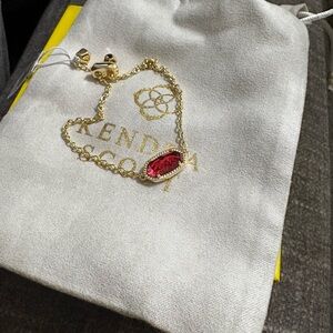 Kendra Scott Gold Chain Bracelet with Ruby Red Accent